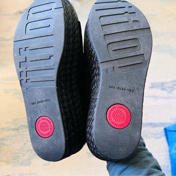 FITFLOP FAYE LACE UP SLINGBACK PLATFORM WEDGE BLACK SIZE 8 EUC - Picture 6 of 10